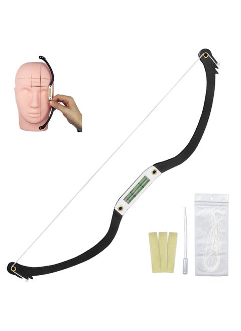Eyebrow Marker Ruler Featuring Bubble Leveler Eyebrow Mapping Tool Kit Featuring Bow with String Eyebrow Bow Mapper Tool with Mapping Thread for Shaped Brows Permanent Makeup Tattoo (Black)