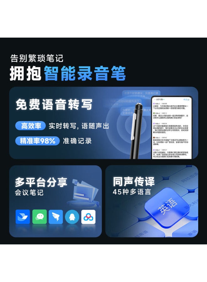 Aigo Smart Pen Voice Recorder R8833, Hd Noise Reduction Recording To Text, Portable One-Button Professional Recorder For Learning, Training, Small Meetings, Interviews, Note-Taking, 16Gb - Image 3