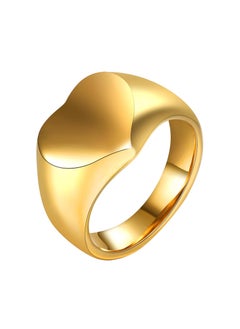 KAAF CREATIONS Kaaf Creations18K gold plated Stainless steel Heart finger ring for Women, Girls, Intensity, waterproof, Ring size: 6, hypoallergenic, long lasting and does not tarnish  - Image 1