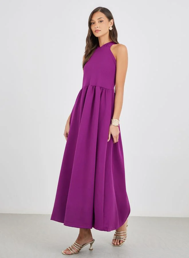 ستايلي Styli Plain Criss Cross Back A-Line Maxi Dress