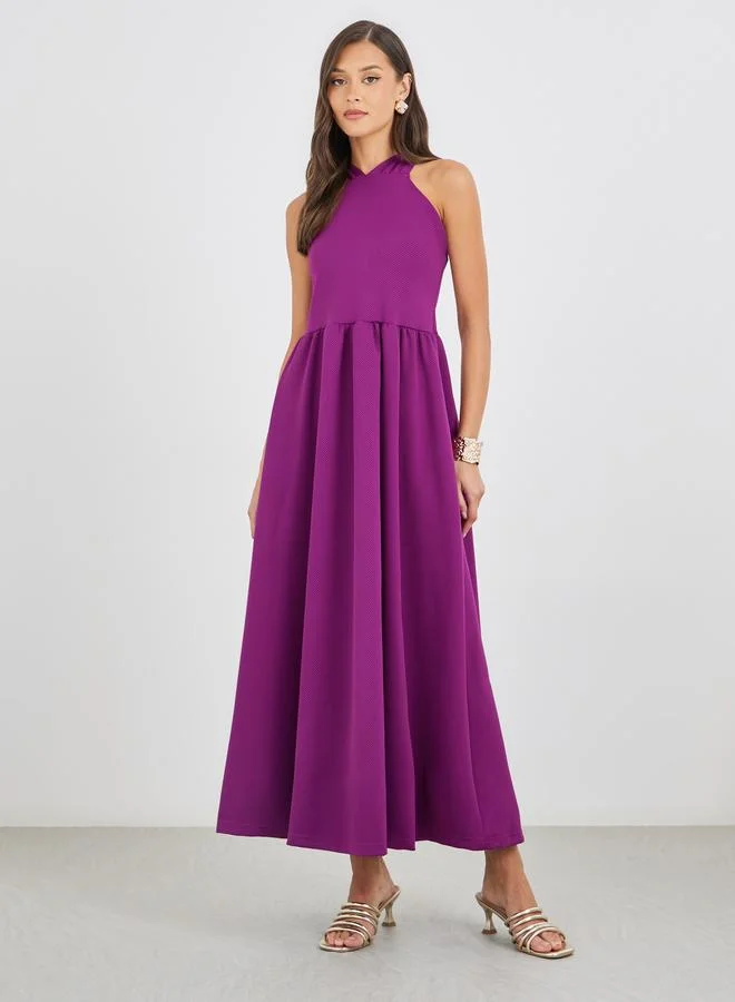 ستايلي Styli Plain Criss Cross Back A-Line Maxi Dress