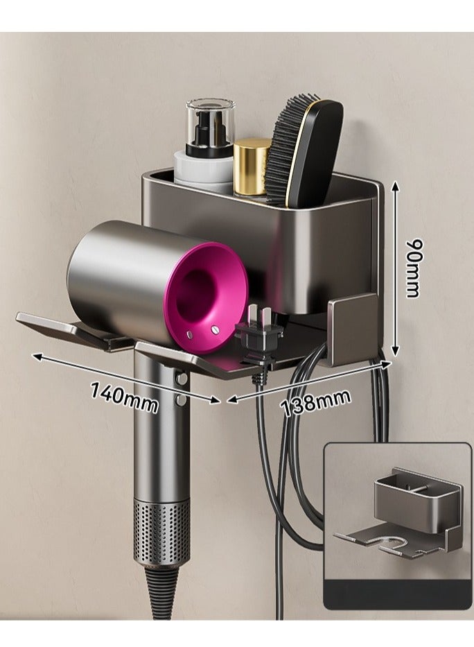 Wall-Mounted Hair Dryer Holder, No-Drill Bathroom Storage Rack for Dyson Hairdryer, Space-Saving Organizer Gift - Image 1