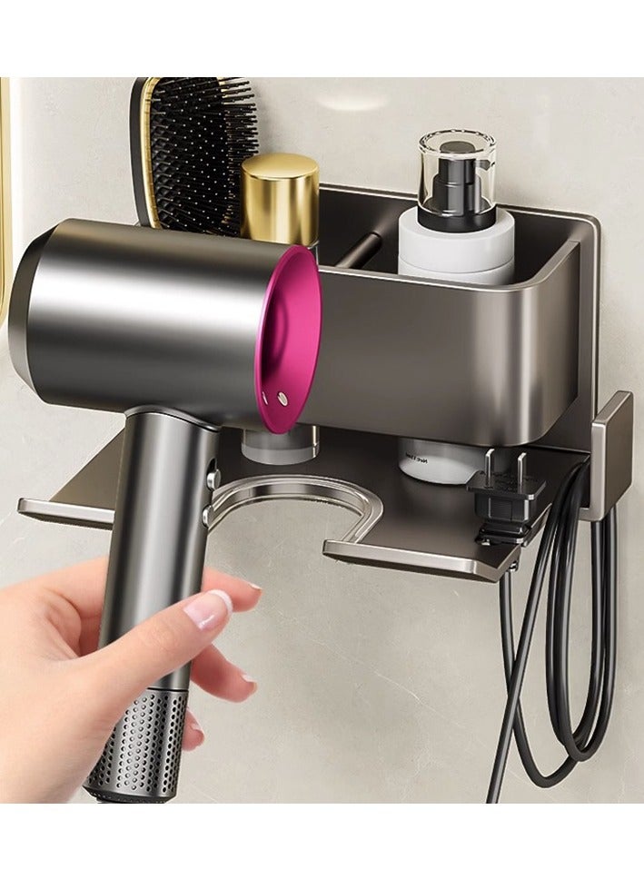 Wall-Mounted Hair Dryer Holder, No-Drill Bathroom Storage Rack for Dyson Hairdryer, Space-Saving Organizer Gift - Image 2