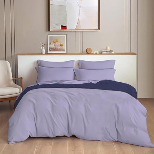 TIB Glace Cotton Plain Duvet Cover King Size | Blanket Cover Double Bed | Quilt Cover Double Bed with Zipper 140 GSM, 90x100, Lavender - Image 1