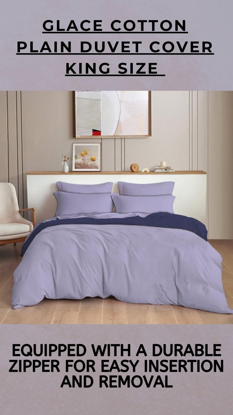 TIB Glace Cotton Plain Duvet Cover King Size | Blanket Cover Double Bed | Quilt Cover Double Bed with Zipper 140 GSM, 90x100, Lavender - Image 3