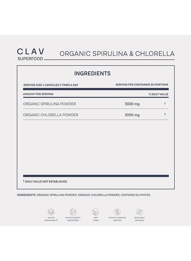 CLAV-Health Organic Spirulina and Chlorella , 360 Tablets - Image 4