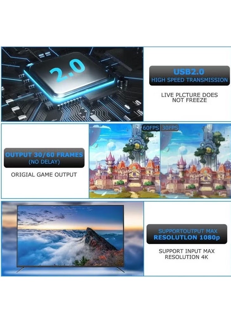 MIGOFAST USB 2.0 HDMI Video Capture Card  1080P HD Live Streaming & Recording Box for Gaming Video Calls Conferences and Content Creation  Plug & Play No Software Needed  - Image 4