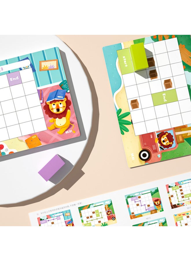 Wooden Push Box Building Blocks Game Children's Early Education Cognitive Benefit Intelligence Development Thinking Training Small Toys Wholesale-Color:Little Lion Push Box Ylg - Image 3