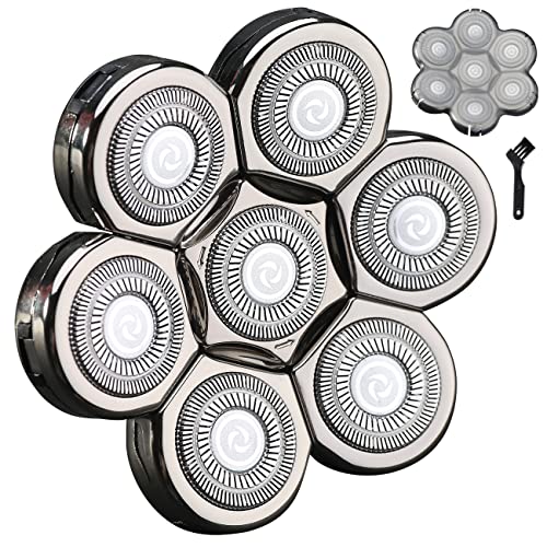 HONTEC 7 Blades Head Shaver Replacement Heads Electric Shaver Universal Replacement Blade Head Electric Razor for Men (7D Silvery) - Image 1