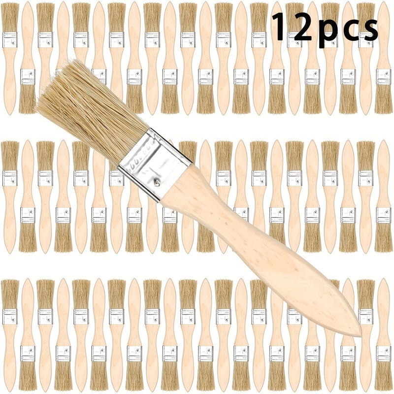 12pcs Hog Bristle Paint Brushes Multifunctional for Furniture Art Crafts Plastering - Image 1