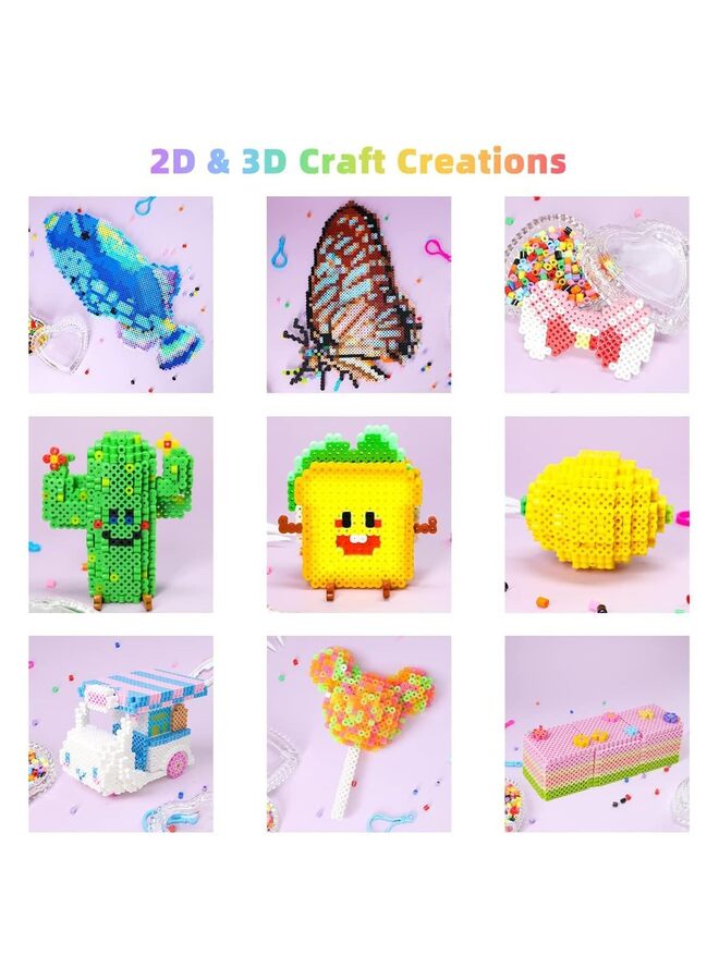 Fuse Beads Kit - 11,000 pcs 36 Color Beads for Craft for Girls Age 5-12 Year Old,5MM Melty Beads Set Including 5 Pegboards, Ironing Paper & Chain Accessories Iron Beads - Image 5