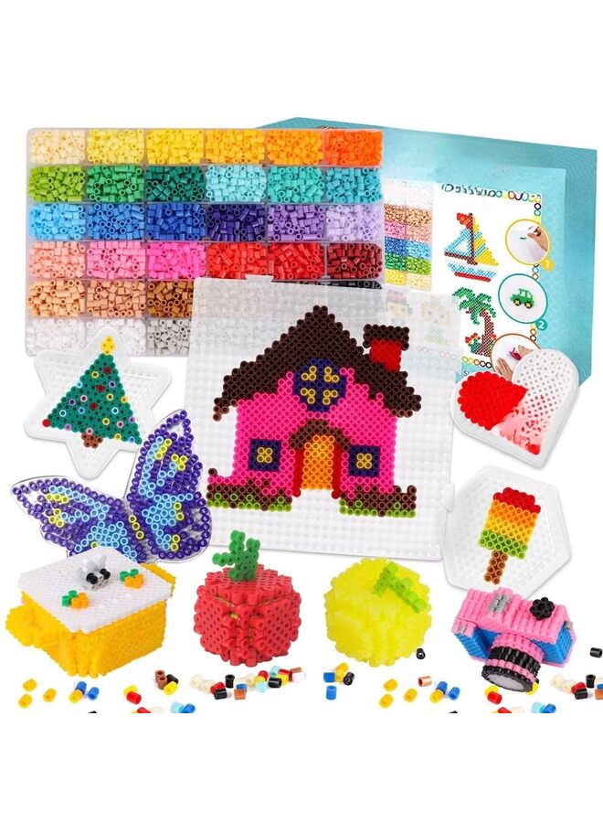 Fuse Beads Kit - 11,000 pcs 36 Color Beads for Craft for Girls Age 5-12 Year Old,5MM Melty Beads Set Including 5 Pegboards, Ironing Paper & Chain Accessories Iron Beads - Image 1