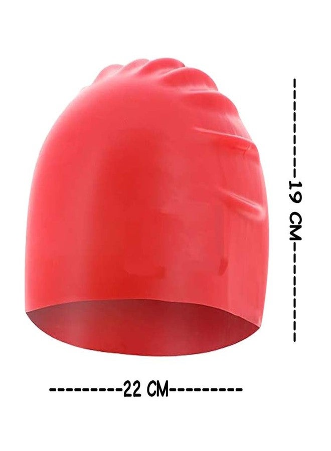 KAVIN Latest Waterproof Silicone Swimming Cap with Ear Protector for Woman and Men Pack of 1 (Red) - Image 2