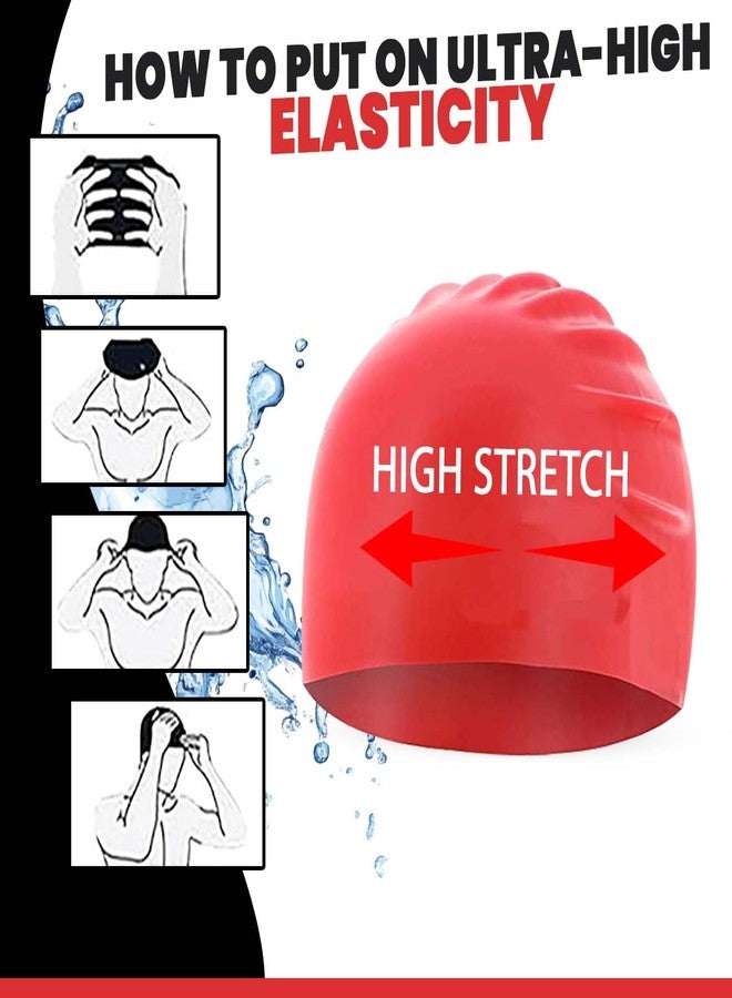 KAVIN Latest Waterproof Silicone Swimming Cap with Ear Protector for Woman and Men Pack of 1 (Red) - Image 5