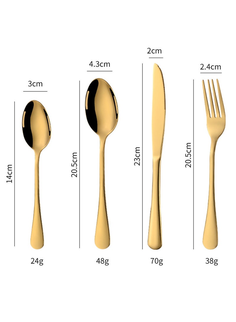صن هوم مجموعة أدوات مائدة من الفولاذ المقاوم للصدأ مكونة من 24 قطعة آمنة للاستخدام في غسالة الأطباق، أدوات مائدة مصقولة بمرآة، أدوات طعام عالية الجودة للاستخدام اليومي، مجموعة أدوات مائدة أنيقة ومتينة للمنزل والمطبخ - Image 3