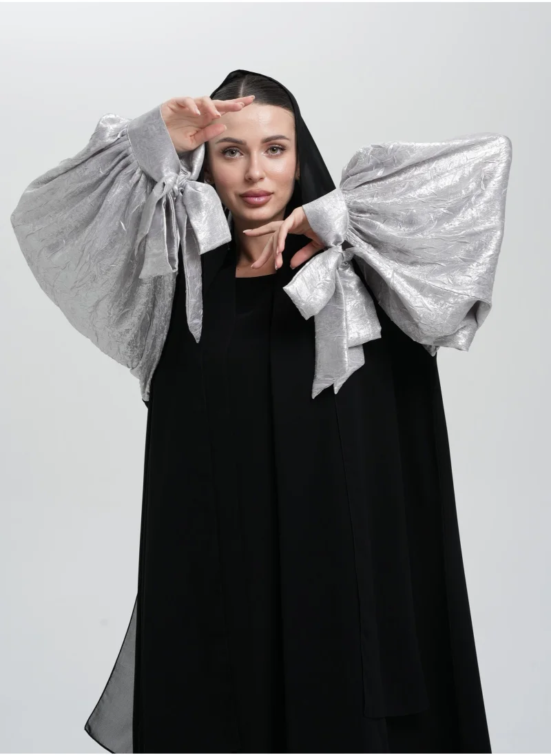 Meem by Mariyah Front open abaya with cuff sleeves
