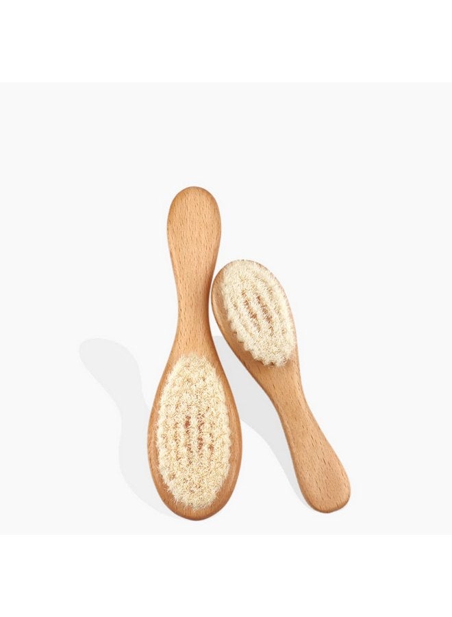 Boan BoAn Wooden Baby Hair Brush,Natural Soft Goat Bristles,Cradle Cap Brush for Newborns & Toddlers,Perfect Scalp Grooming Product for Infant - Image 1