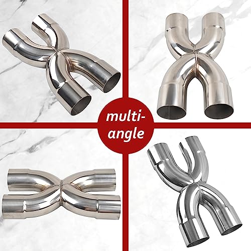 BIGREAT Exhaust Tip X Pipe 2.5'' Inch Inlet/Outlet Diameter, 12'' Inch Overall Length,Muffler Tip, Crossover X Pipe Polished Stainless Steel Weld On - Image 3
