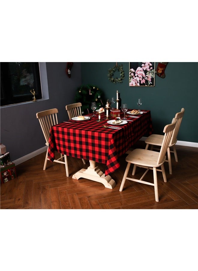 yongsheng Striped Decorative Tablecloth Red/Black 90*140cm,Plaid Tablecloth Rectangle, Heavy Table Cover for Dining, Buffet Party & Indoor, Red and Black  - Image 5