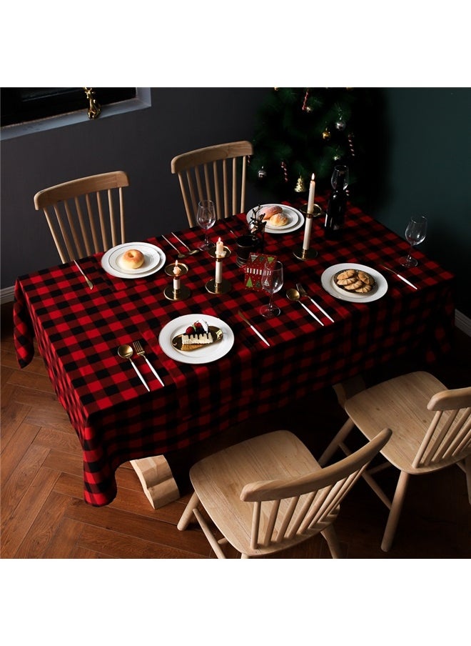 yongsheng Striped Decorative Tablecloth Red/Black 90*140cm,Plaid Tablecloth Rectangle, Heavy Table Cover for Dining, Buffet Party & Indoor, Red and Black  - Image 4