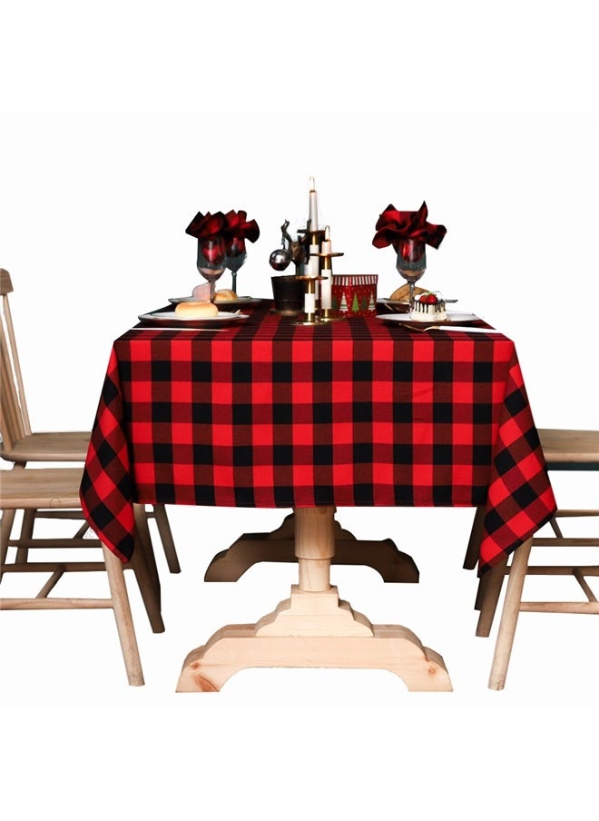 yongsheng Striped Decorative Tablecloth Red/Black 90*140cm,Plaid Tablecloth Rectangle, Heavy Table Cover for Dining, Buffet Party & Indoor, Red and Black  - Image 1