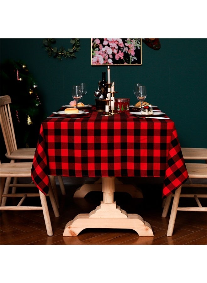 yongsheng Striped Decorative Tablecloth Red/Black 90*140cm,Plaid Tablecloth Rectangle, Heavy Table Cover for Dining, Buffet Party & Indoor, Red and Black  - Image 2