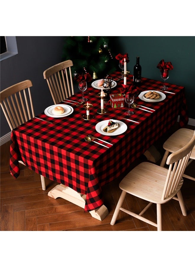 yongsheng Striped Decorative Tablecloth Red/Black 90*140cm,Plaid Tablecloth Rectangle, Heavy Table Cover for Dining, Buffet Party & Indoor, Red and Black  - Image 3