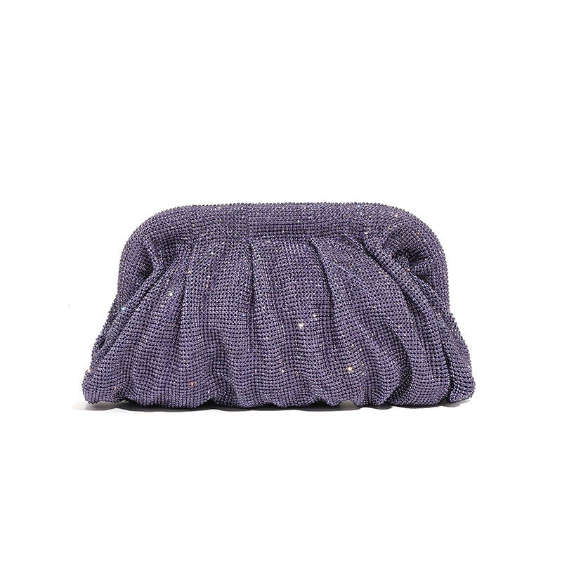 Rhinestone Cloud Bag 2024 Pleated Women'S Bag Texture High-End Cosmetic Bag Niche Messenger Bag - Image 1
