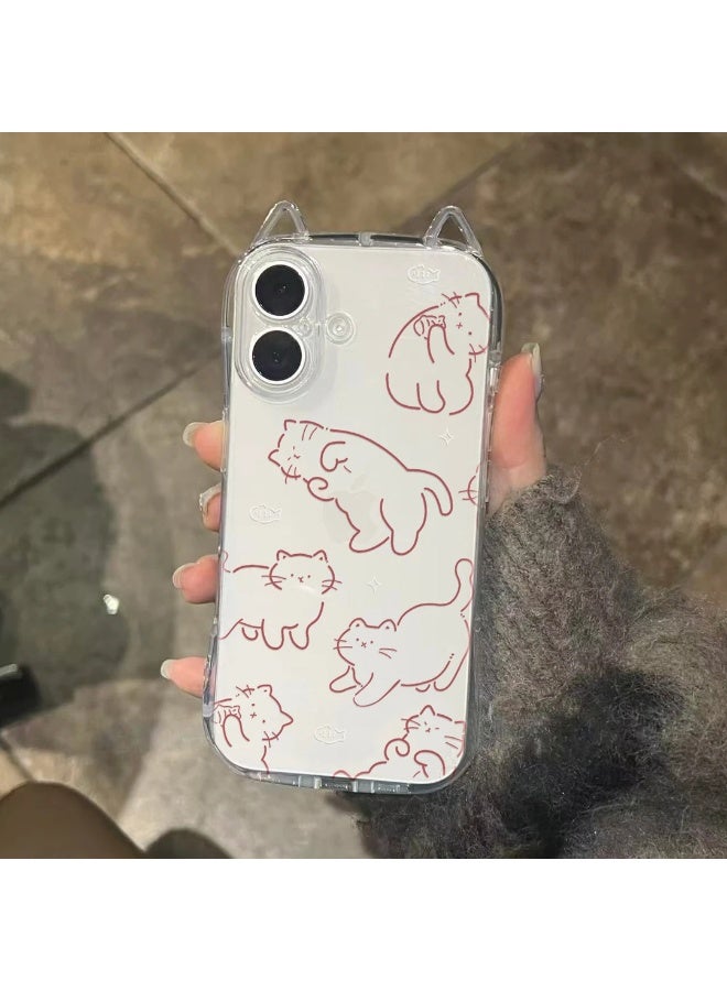 NIBEMINENT Cute Line Cat Protective TPU Case Cover For iPhone 17, Clear - Image 1