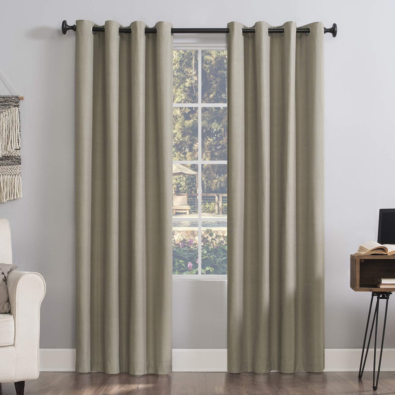 Sun Zero Columbia 2-Pack Thermal Energy Saving 100% Blackout Grommet Curtain Panel Pair  50"" x 63""  Stone - Image 3