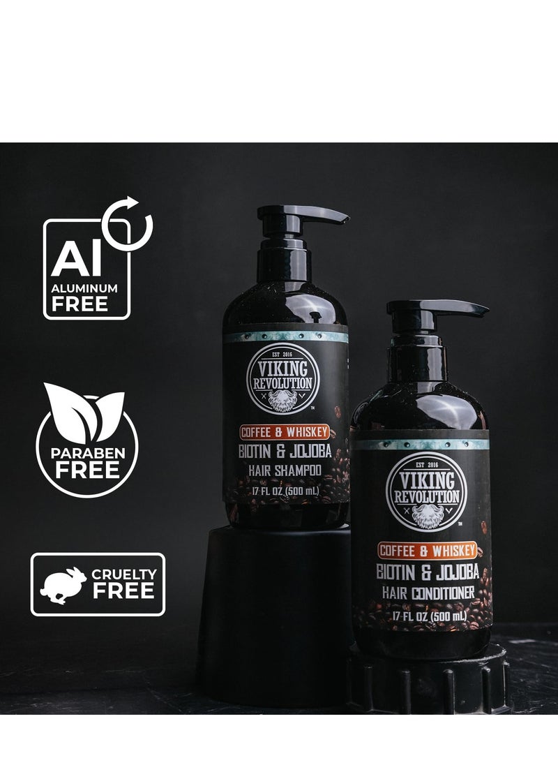 Viking Revolution Viking Revolution Coffee Whiskey Mens Shampoo and Conditioner Set with Biotin and Jojoba Oil - Natural Hair Shampoo and Hair Conditioner for Men with Vitamin B5- Shampoo and Conditioner Set Men (17Oz)  - Image 3
