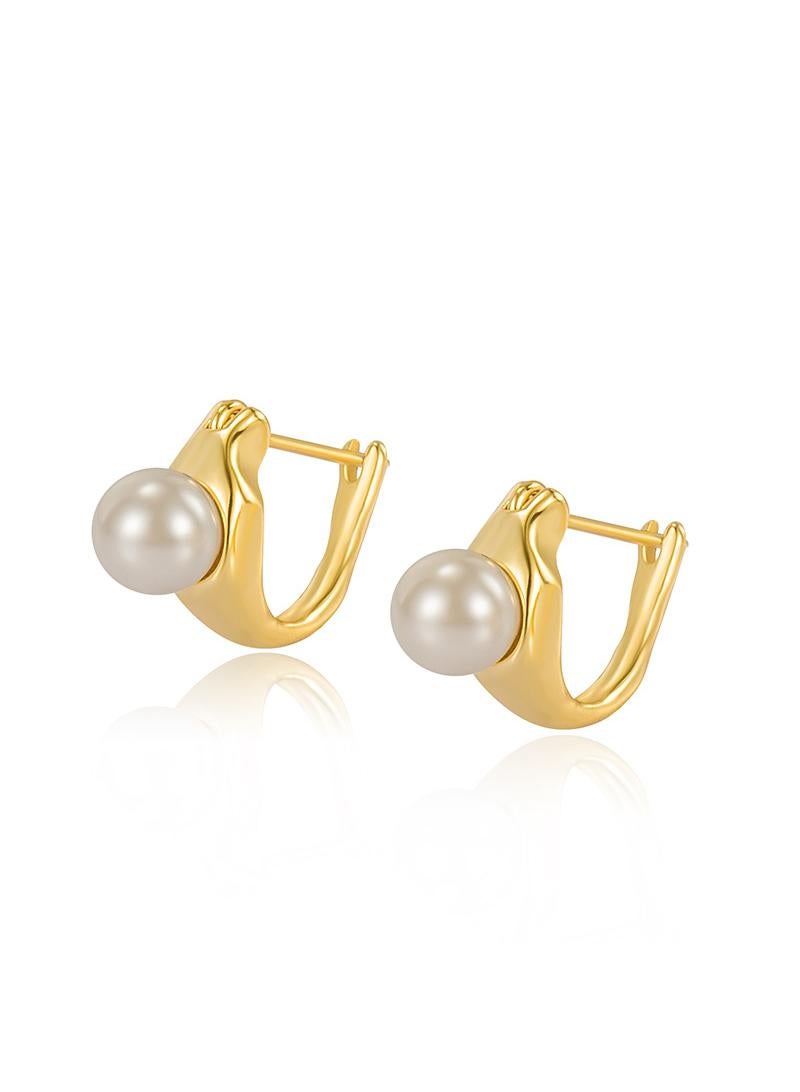 Y&D 18K Gold D Shaped Circular Earrings For Women  - Image 1