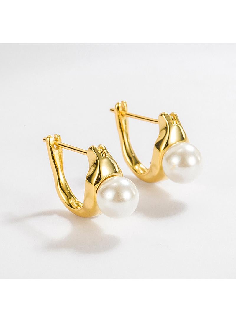 Y&D 18K Gold D Shaped Circular Earrings For Women  - Image 2