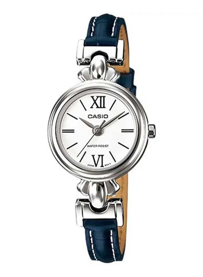 CASIO ساعة معصم جلدية بشكل دائري LTP-1384L-7B1DF - 31 مم
