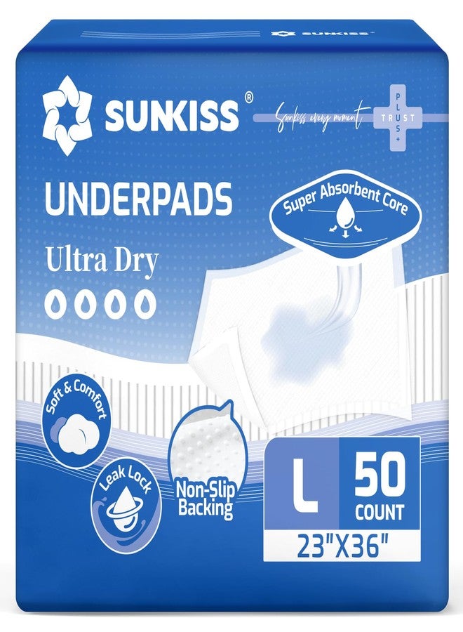 SUNKISS Disposable Underpads 23" x 36", Super Absorbent Incontinence Bed Pads with Non-Slip Backing, Extra Large Chux Pads for Adults, Kids, Elderly, and Pets, 50 Count - Image 1
