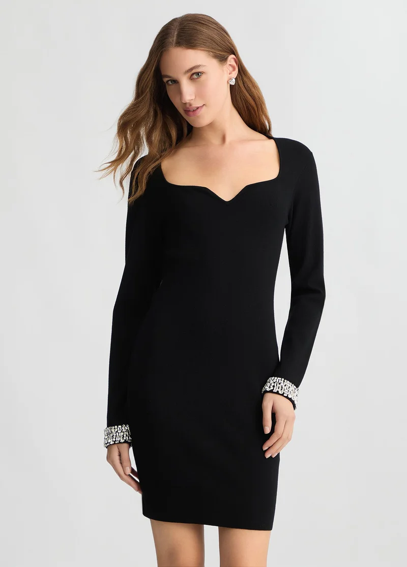 Liu Jo Short black dress with bejewelled embellishment