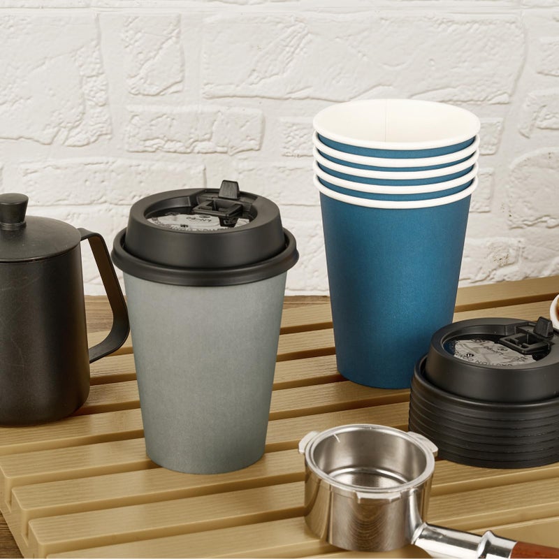 LITOPAK 100 Pack 12 oz Paper Coffee Cups  Disposable Coffee Cups with Lids  Drinking Cups for Coffee  Water  Juice  or Tea. Hot Paper Coffee Cups for Home  Restaurant  Store and Cafe - Image 4