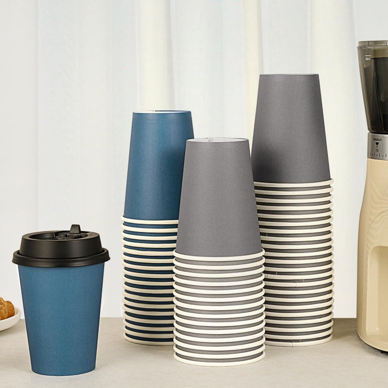 LITOPAK 100 Pack 12 oz Paper Coffee Cups  Disposable Coffee Cups with Lids  Drinking Cups for Coffee  Water  Juice  or Tea. Hot Paper Coffee Cups for Home  Restaurant  Store and Cafe - Image 3