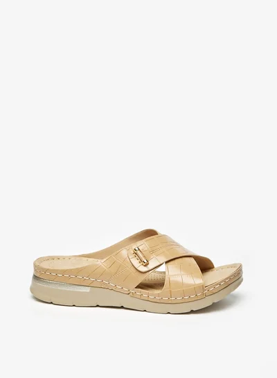 فلورا بيلا من شو إكسبرس Women Textured Slip-On Cross Strap Sandals