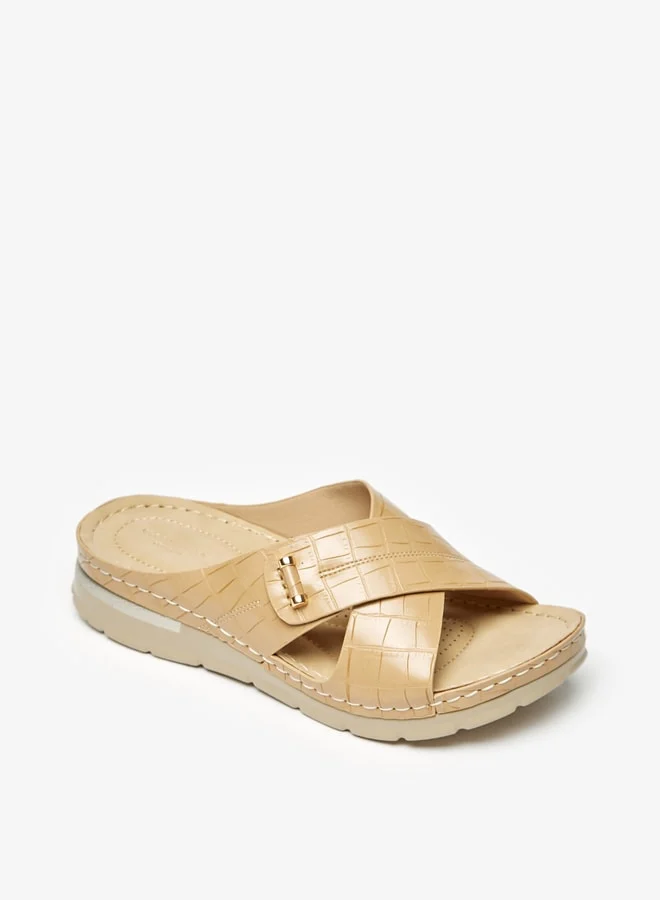 فلورا بيلا من شو إكسبرس Women Textured Slip-On Cross Strap Sandals