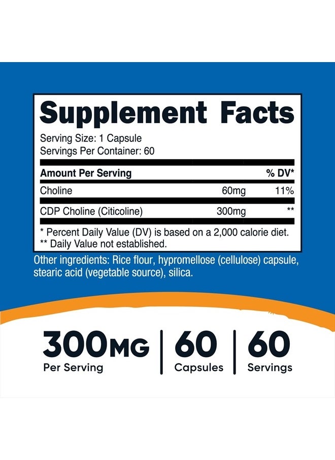 Nutricost - CDP Choline, Citicoline 300mg, 60 Capsules - Image 1
