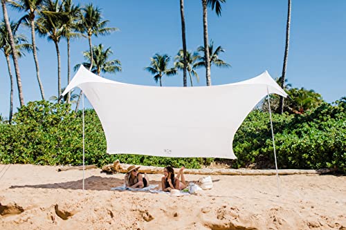 Neso Grande Portable Beach Tent Sun Shelter - Lightweight Beach Shade Canopy - Easy Setup for Family Outings - Patented Reinforced Corners - UPF 50+ Sun Protection - 7ft Tall, 9 x 9ft - White - Image 1