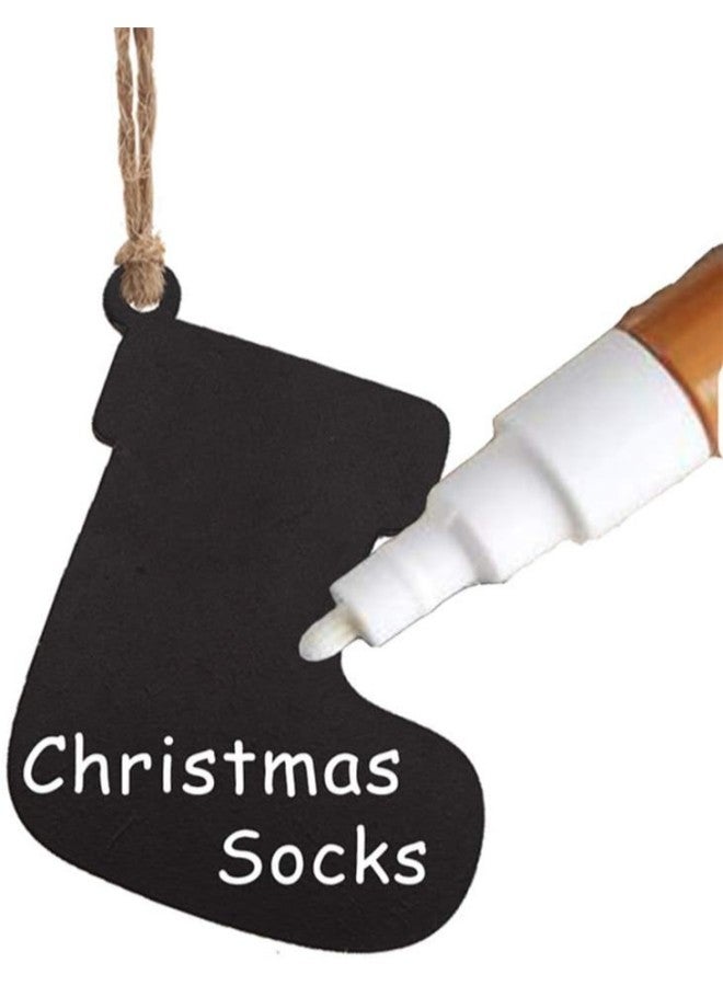 klarako 10PCS Socks Shape Hanging Chalkboard Signs Mini Decorative Blackboard Hanging Tags Wooden Christmas Hanging Ornament (Black) - Image 2