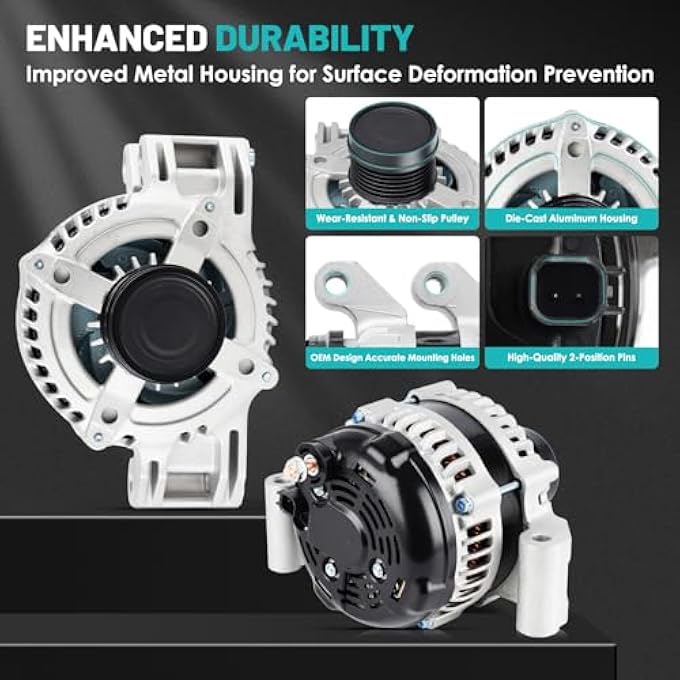 Farrme 11572 Car Alternator 12V 160 Amp, 6-Groove Pulley Fit for Grand Cherokee 11-16, for Charger 11-15, for Durango 11-16, for Chrysler 300,for Ram 1500 V6 3.6L Automotive Replacement Alternators - Image 4