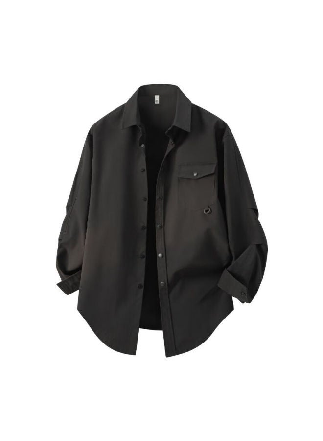 Izexx Men's Work Shirt Jacket Spring Casual Loose Stiff Shirt Mz03 Light Khaki 3XL - Image 5
