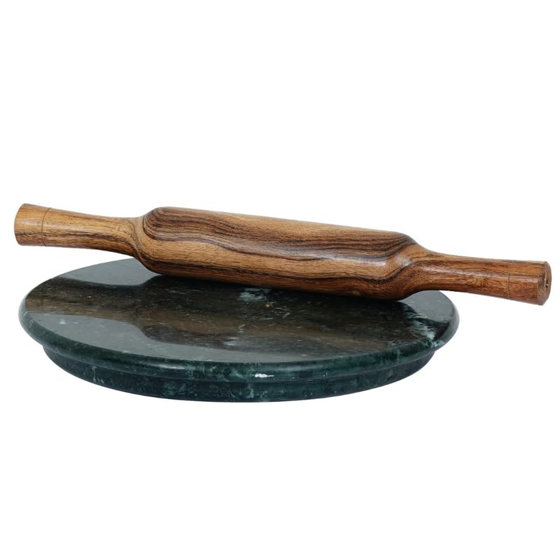 UMESH CRAFT UMESH CRAFT Chakla Belan Combo Set Marble Roti Maker with Wooden Belan 9 inch Chakla Circular Board Set Hand Made Marble Chakla Rolling Pin Boardchakla belan for kitchenChapati Presser Model NO31 - Image 1