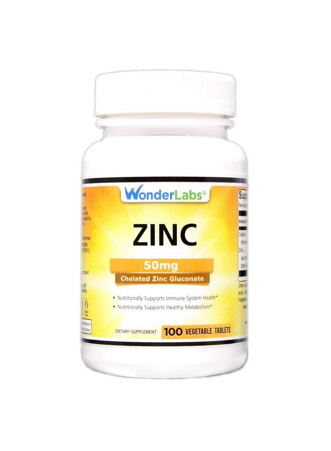 Chelated Zinc Gluconate 50 Mg Supports Healthy Skin Immune System Cell Growth And More 100 Vegetarian Tablets