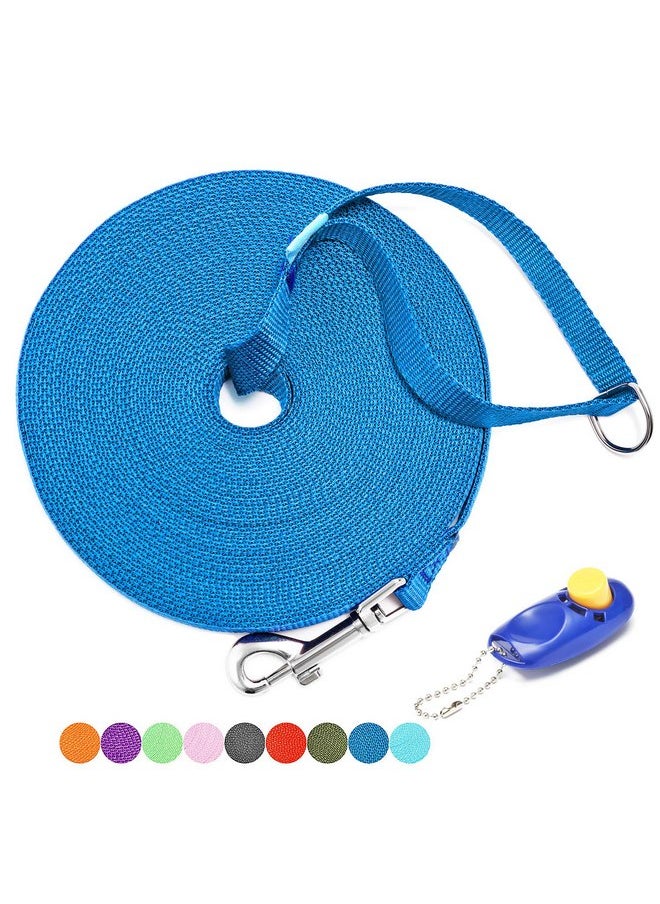 BAAPET 15 ft 20 ft 30 ft 50 ft 100 ft Long Dog Training Leash for Dog Training, Play, Camping, or Backyard Lead with Training Clickers for Small, Medium and Large Dogs or Cats (20 Feet, Blue)