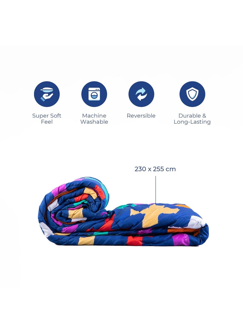 Zinnia Zinnia Ultra Soft Microfibre Printed Comforter | (Print - Shapes) (Erin Navy and Bright Blue)  - Image 2
