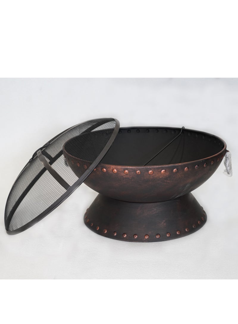 منقل نار حطب بتصميم كلاسيكي كبير بغطاء معدني – مناسب للرحلات والكشتات - Image 4